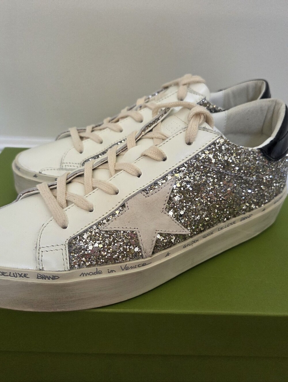 Golden Goose Glitter Hi Star Low-Top Sneakers, Size 39